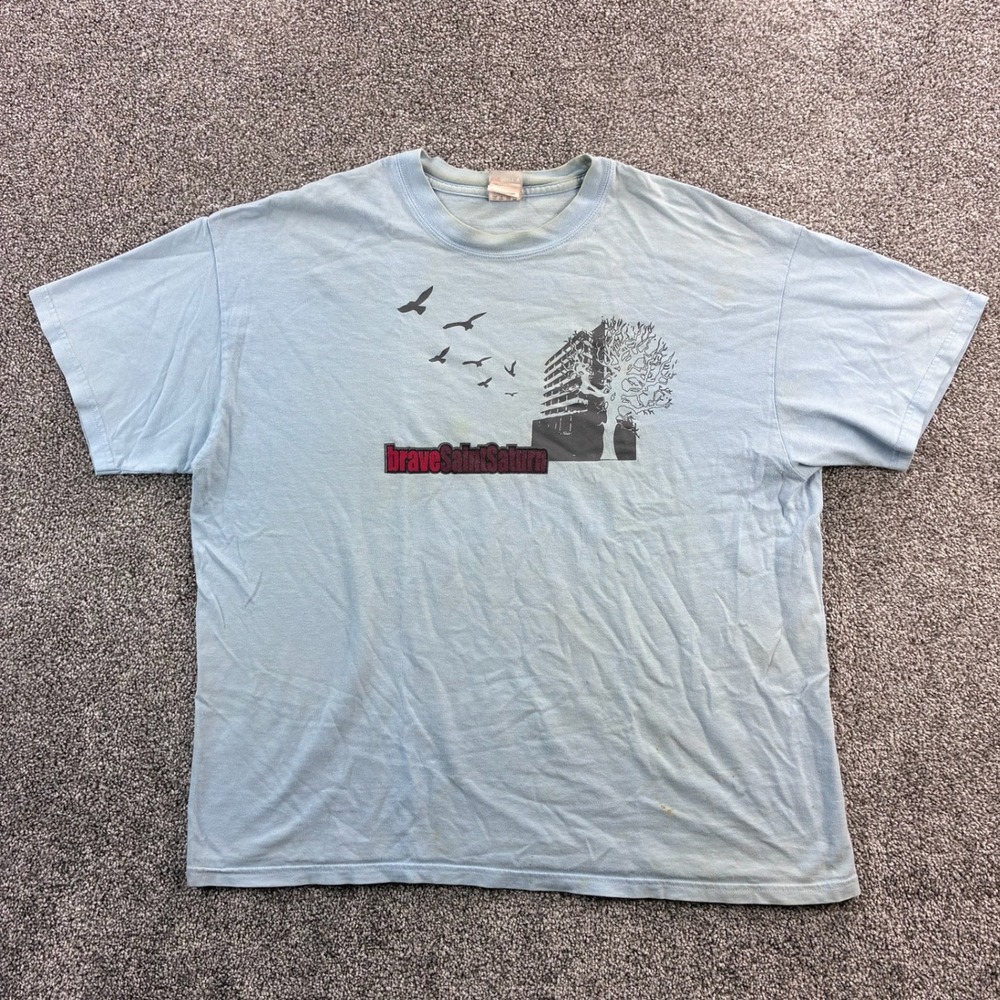 Vintage Y2K Brave Saint Saturn Shirt Mens XL Light Blue Christian Rock‎ Music